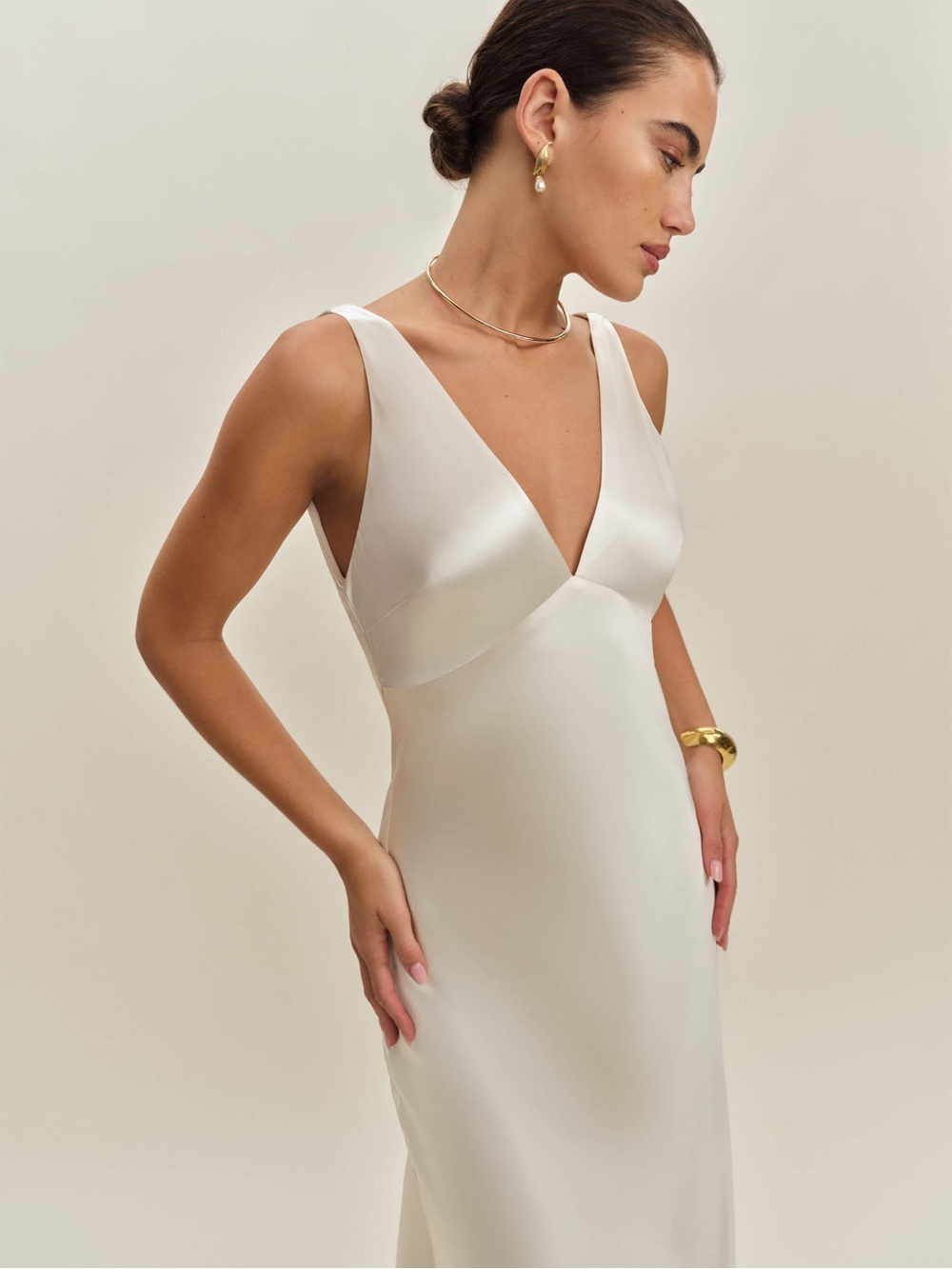 Reformation Margot V-Neck Silk Dress with train NWT - Picture 6 of 6